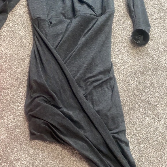 Grey Leather Trim Assymetrical Dress 3/4 - Picture 3 of 3